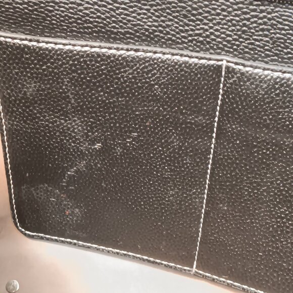 London Fog black faux leather large tote bag purse - Picture 9 of 14